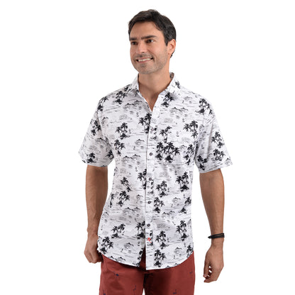 Camisa Hawaiana De Manga Corta Con Estampado De Palmeras