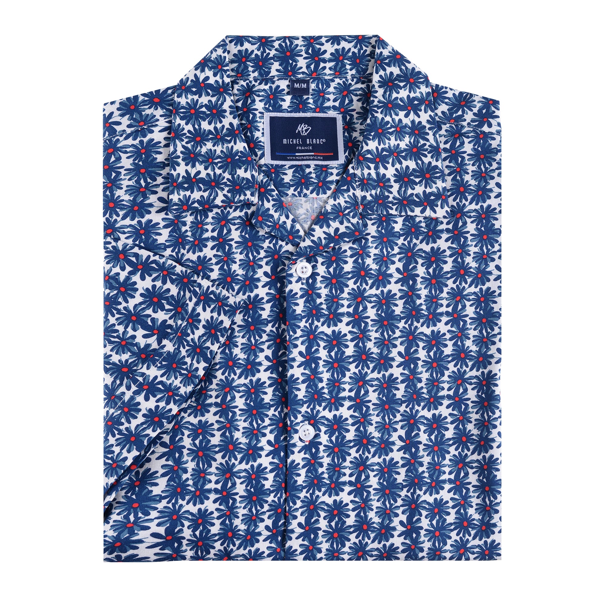 Camisa manga discount corta flores hombre